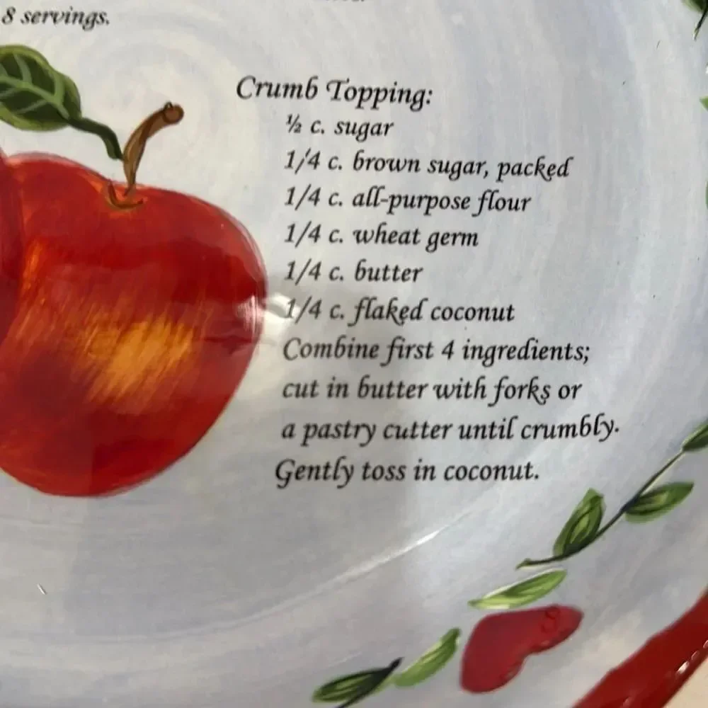 Pie Dish Red Blue Ceramic Baking Serving Cookware Recipe 9 3/4 X 1 3/4 In Tall